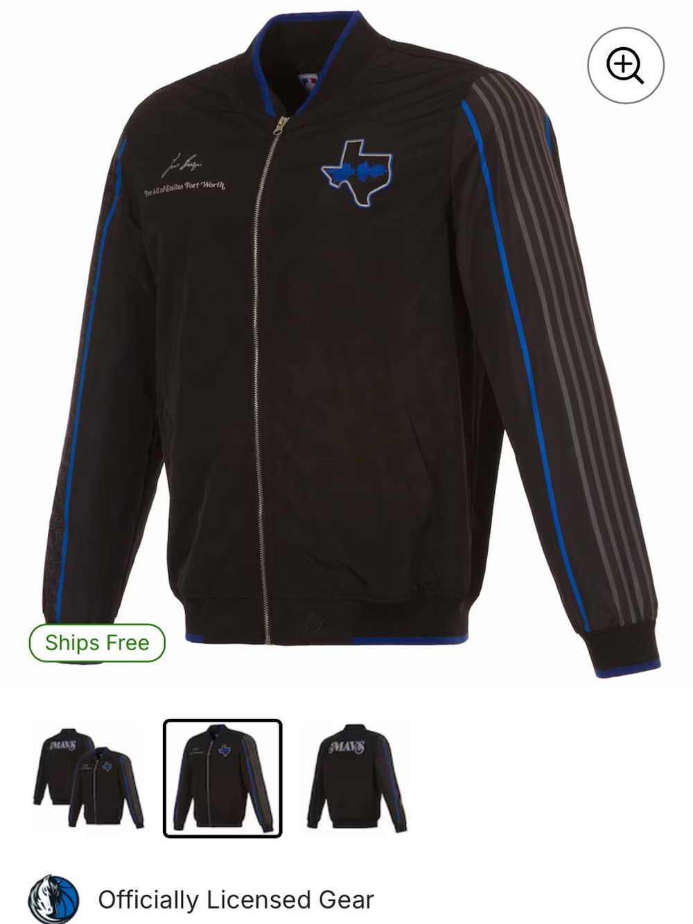 NBA Black Bomber Jacket with Royal Blue Accents